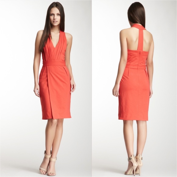 Yigal Azrouel Halter Dee V-Neck Drape Dress